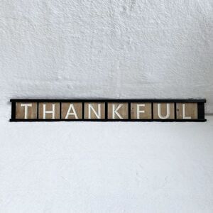 Thankful Hanging Sign Wood Letter Block Metal Frame Rustic Home Decor